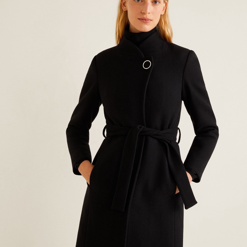 Mango black wool coat
